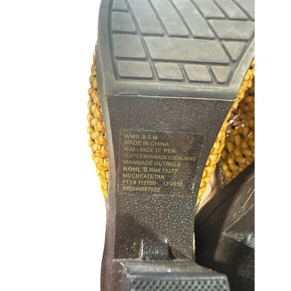 Mudd Sandals Open Toe Tan Weave Woven Heels Platforms Vintage Chunky 90s Y2K 8.5 - Picture 6 of 8